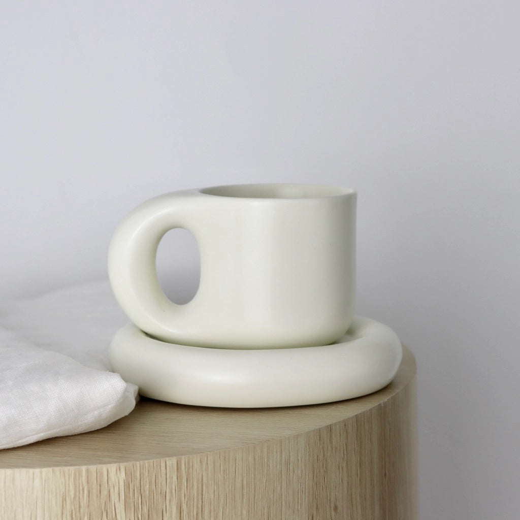 Chubby Mug & Saucer - White