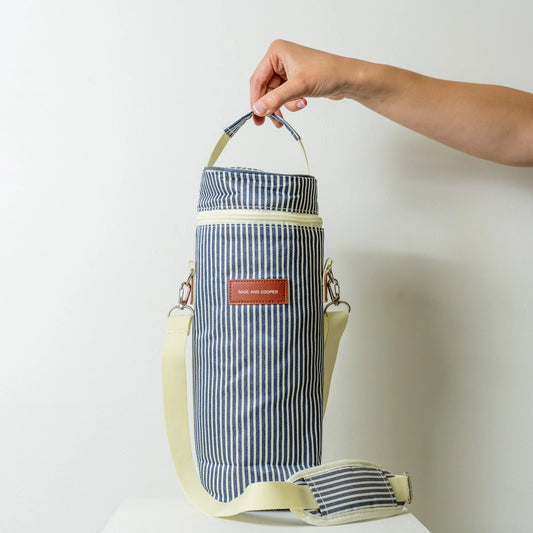 Caspian Wine Cooler Bag - Denim Stripe