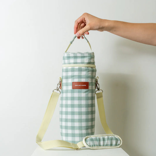 Caspian Wine Cooler Bag - Sage Gingham