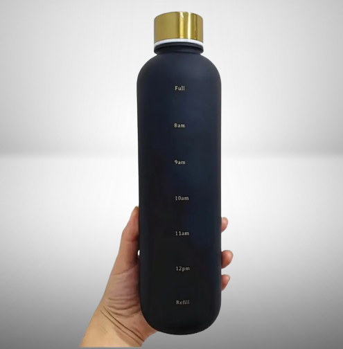 1L Frosted Water Bottle - Black