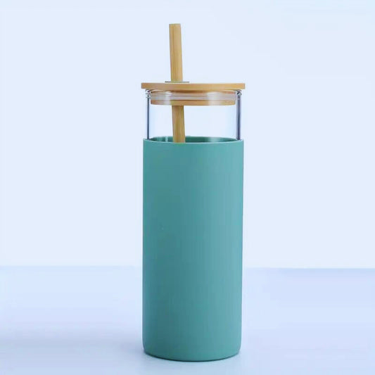 Glass Silicone Tumbler - Cyan