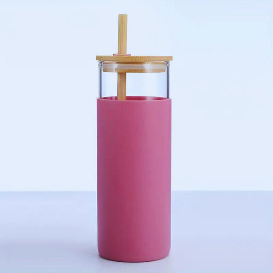 Glass Silicone Tumbler - Rose