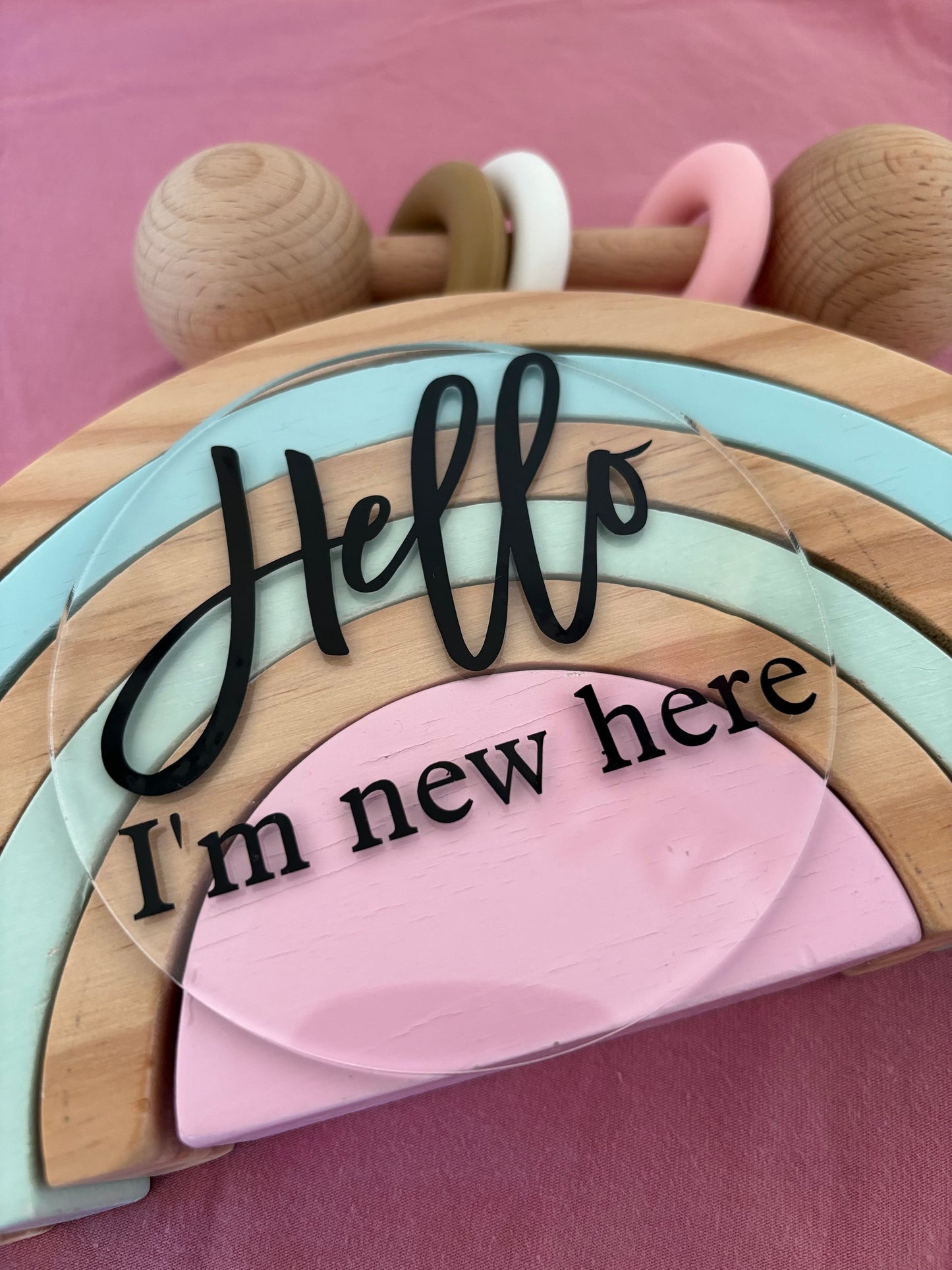 Baby Announcement acrylic disc: Hello, I'm new here