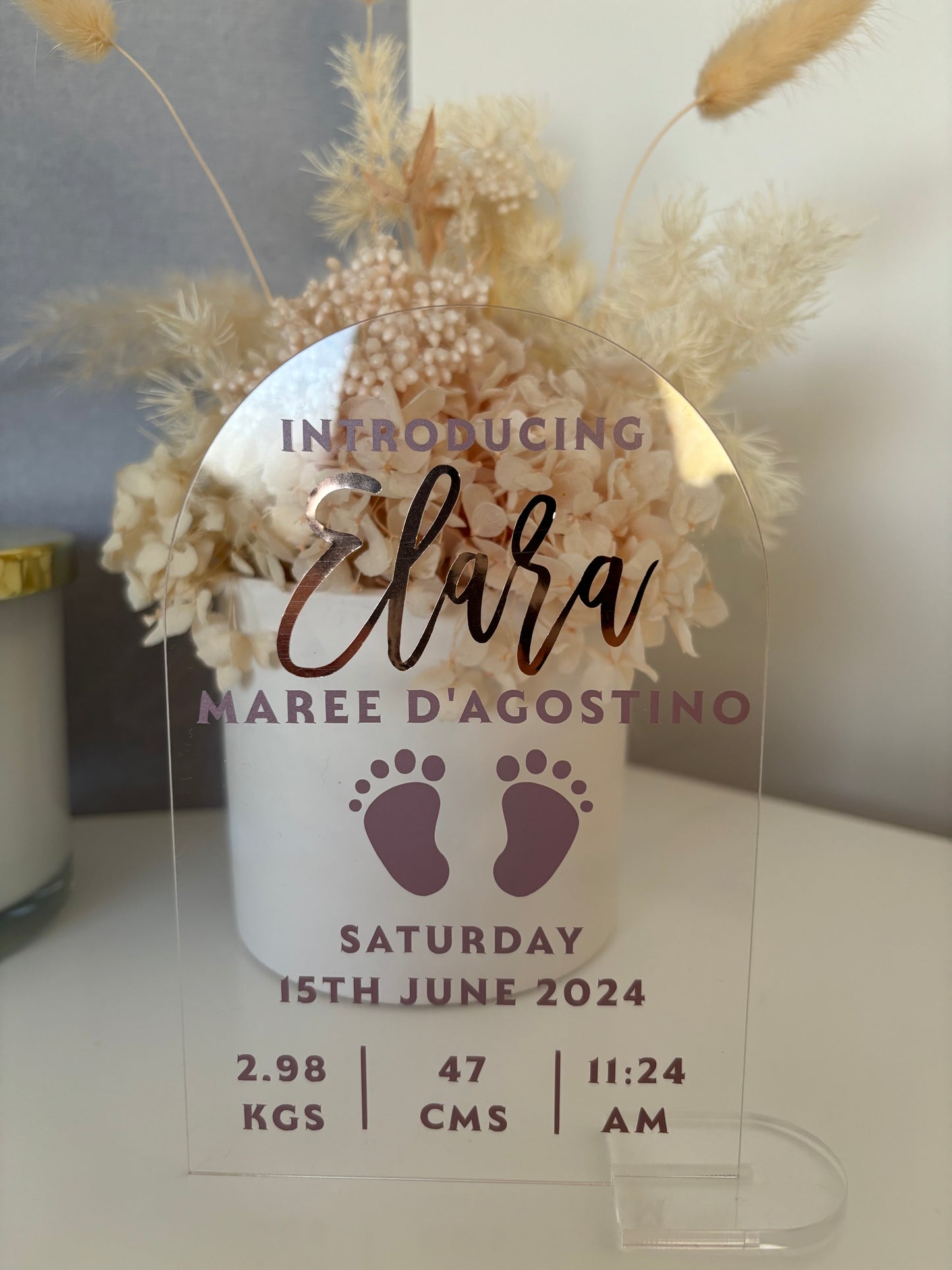 Acrylic Birth Announcement Plaque