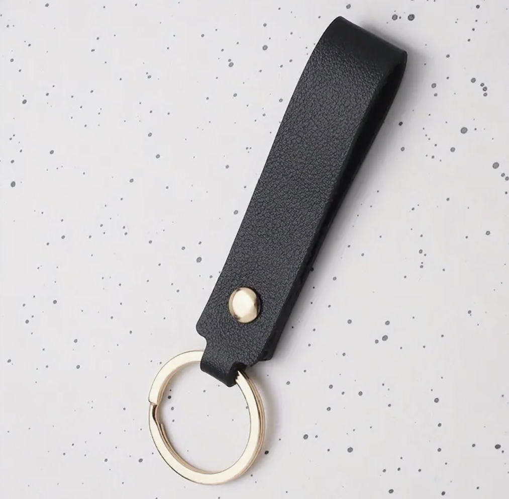 Personalised Faux Leather Keychain - Black