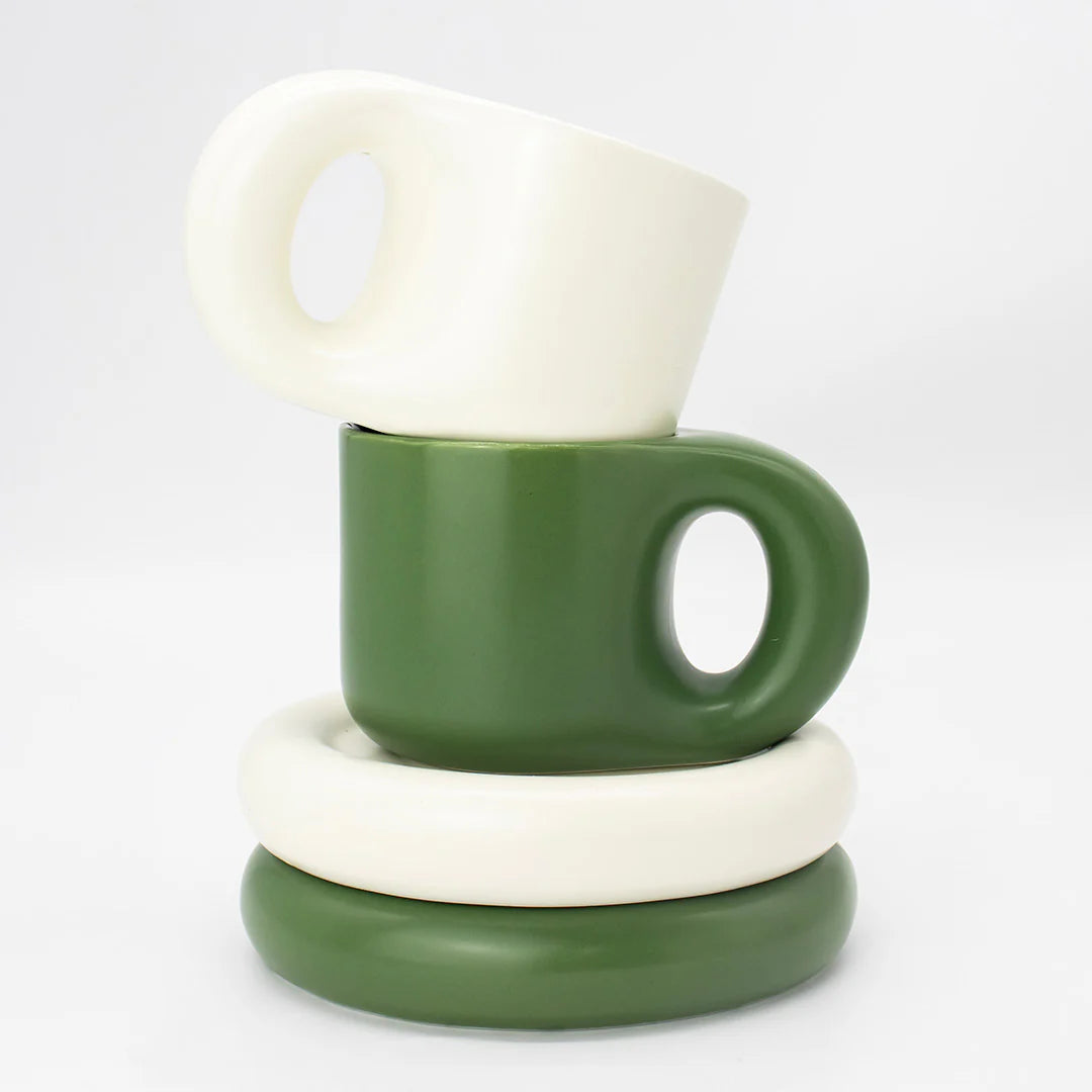 Chubby Mug & Saucer - White