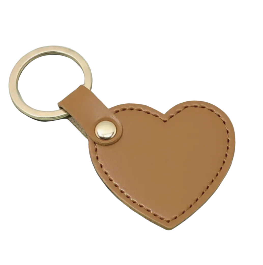 Personalised Heart Keychain - Brown, Navy, Pink & Grey