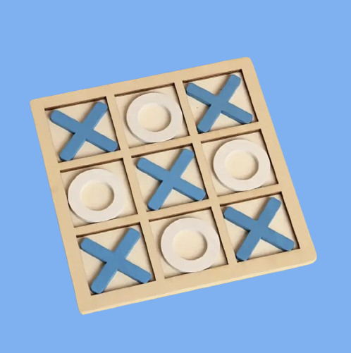 Wooden Tic-Tac-Toe Game - Blue