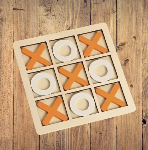 Wooden Tic-Tac-Toe Game - Orange