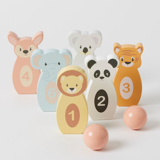 Wooden Animal Bowling Set