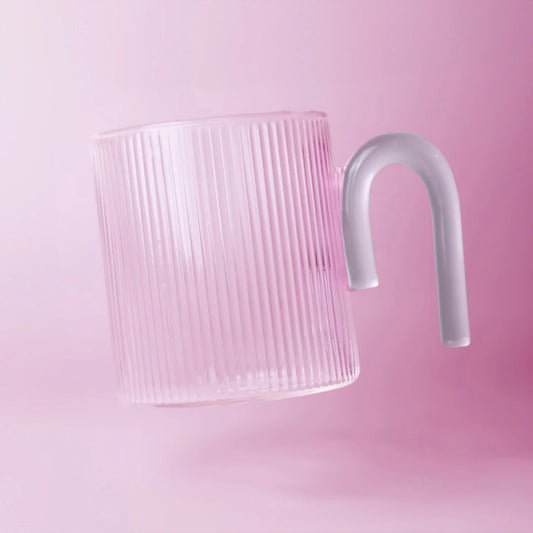 Archer Ribbed Glass Cup - Taffy Pink