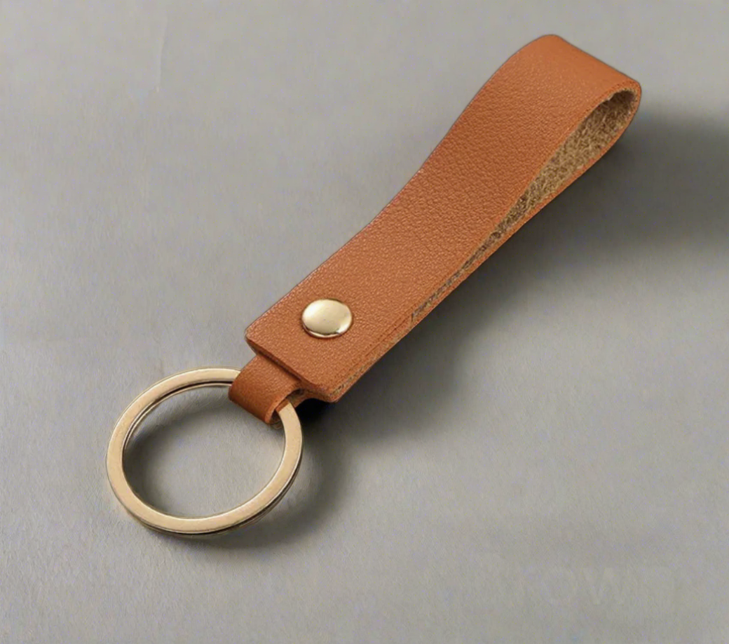 Personalised Faux Leather Keychain - Brown