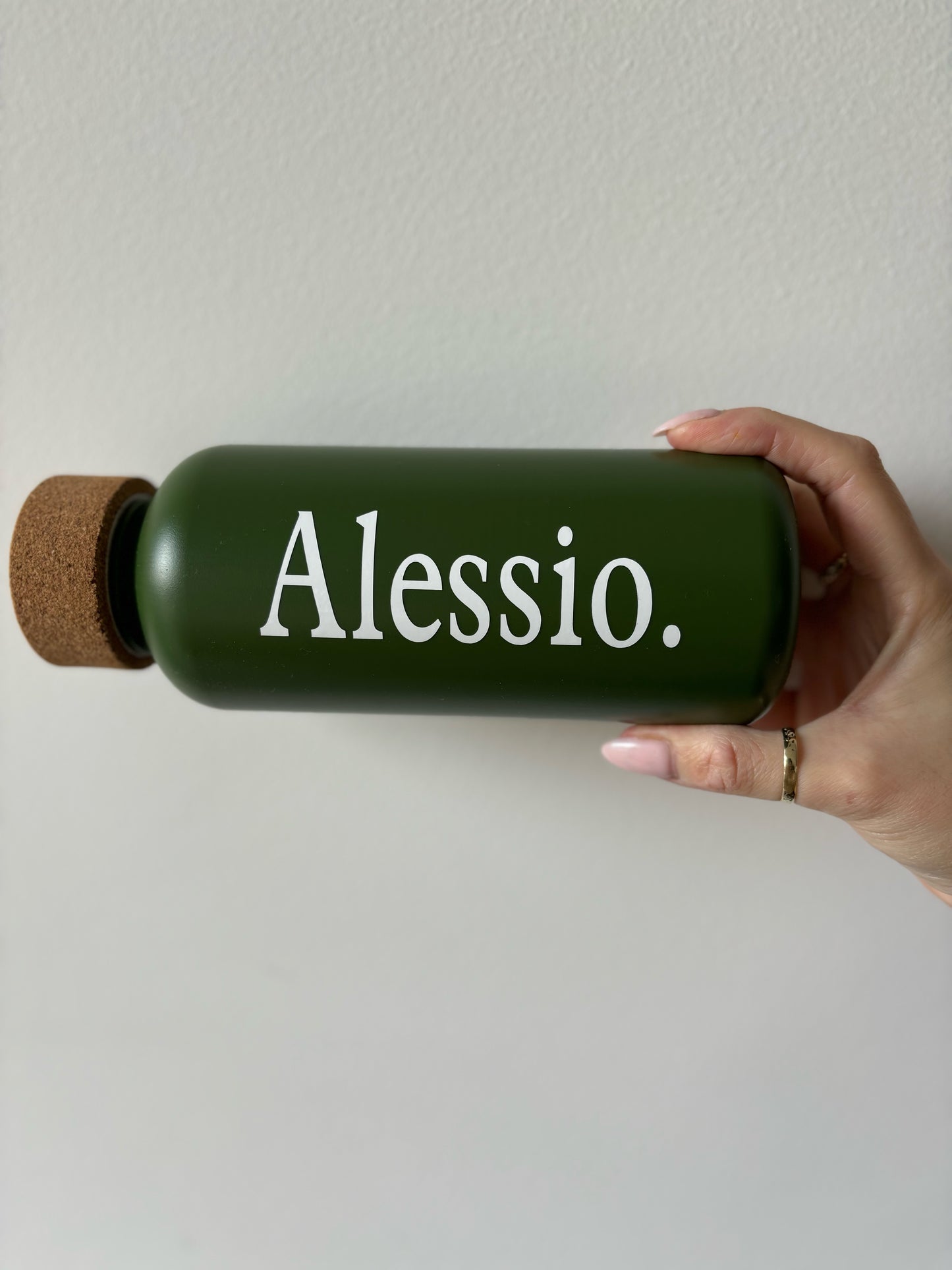 Personalised Organic 650ml Bottle - Green Moss, Black, Navy & Pink