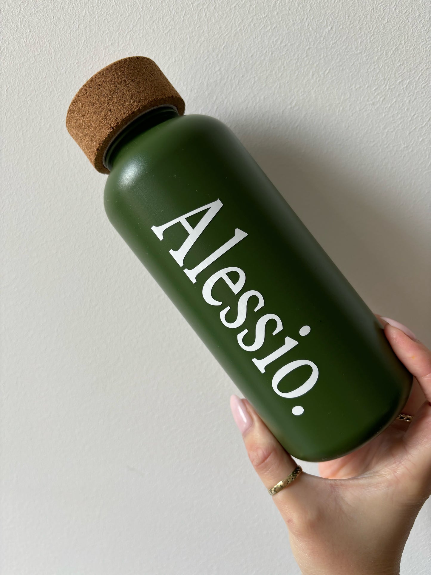 Personalised Organic 650ml Bottle - Green Moss, Black, Navy & Pink