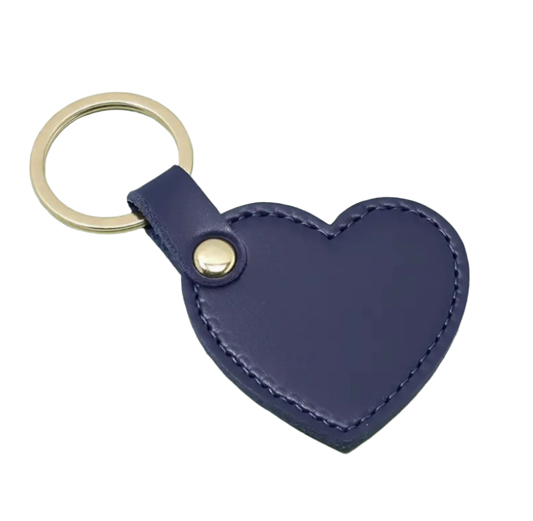 Personalised Heart Keychain - Brown, Navy, Pink & Grey