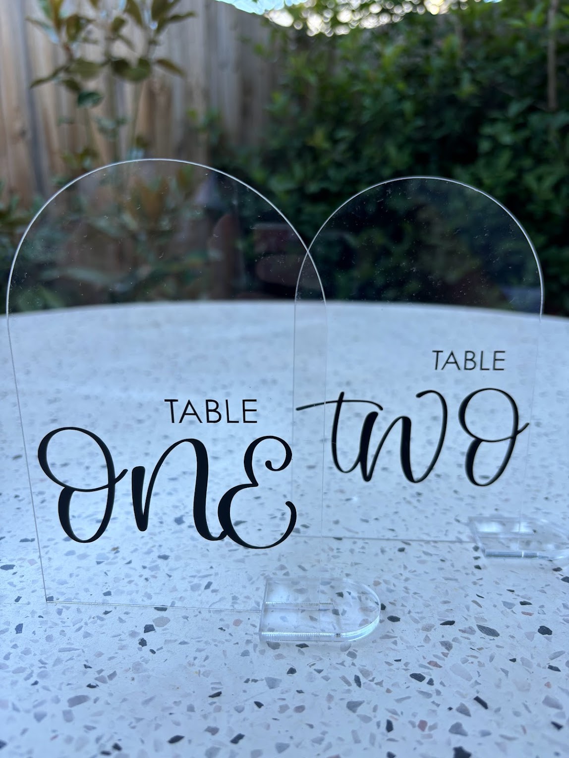 Personalised Arched Acrylic Table Numbers (Set of 10)