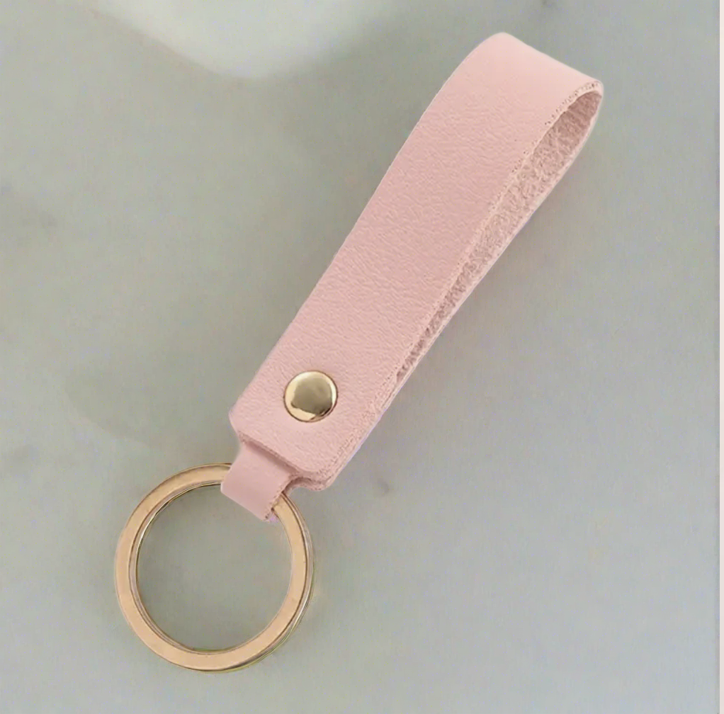 Personalised Faux Leather Keychain - Pink