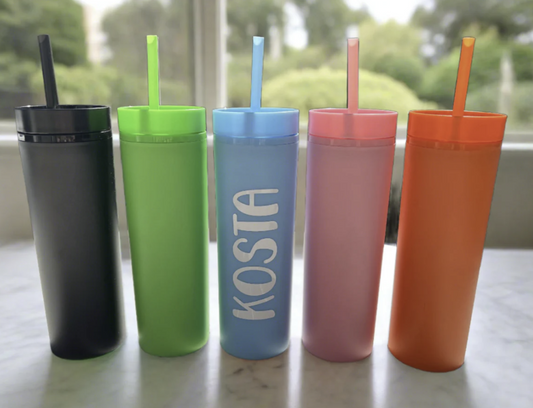 Personalised Double-Wall Tumbler - Green, Black, Blue, Pink & Orange